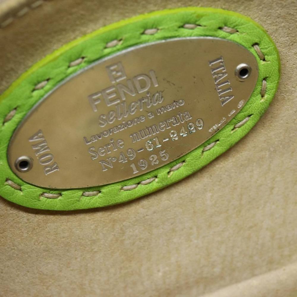 FENDI Celeria Mamma Baguette Shoulder Bag Leather Green Auth yk12521 - Picture 11 of 16